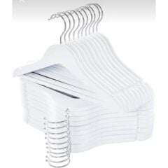 Ahşap Askı Beyaz Ahşap Bebek Elbise Askısı
