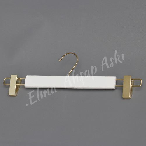 Baeyaz Ahşap Mandallı Pantolon Askısı Etek Askısı Gold Mandal Gold Kancalı