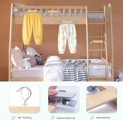 NATUREL Ahşap Bebek ve Çocuk Mandallı Pantolon Askısı ve Etek Askısı