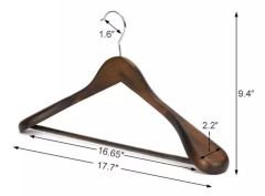 Ahşap Kalın Omuz Formlu Takım Elbise Ceket Askısı Ceviz Renk Klasik Gümüş Kanca