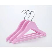 Ahşap Askı Pembe Ahşap Bebek Elbise Pantolon Askısı
