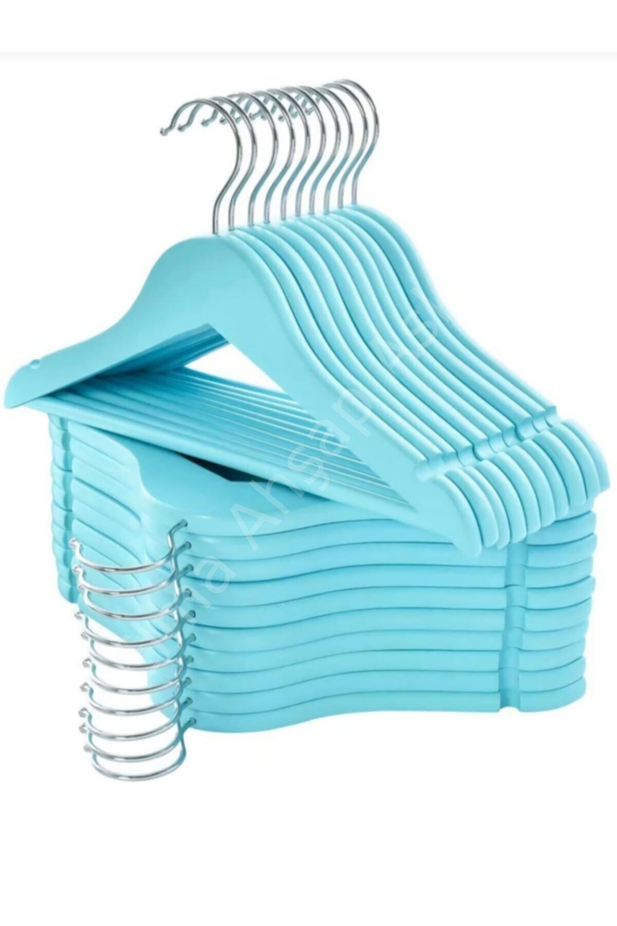 Ahşap Askı Mavi Ahşap Bebek Elbise Pantolon Askısı