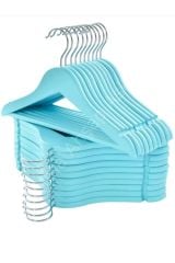 Ahşap Askı Mavi Ahşap Bebek Elbise Pantolon Askısı