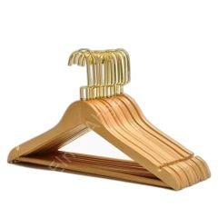 Naturel Ahşap Elbise Askısı Bluz Askısı Gold Lama Kancalı