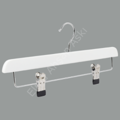 Beyaz Ahşap Pantolon/Etek Askısı Klipsli Metal Mandallı 35 cm