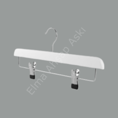 Beyaz Ahşap Pantolon/Etek Askısı Klipsli Metal Mandallı 35 cm