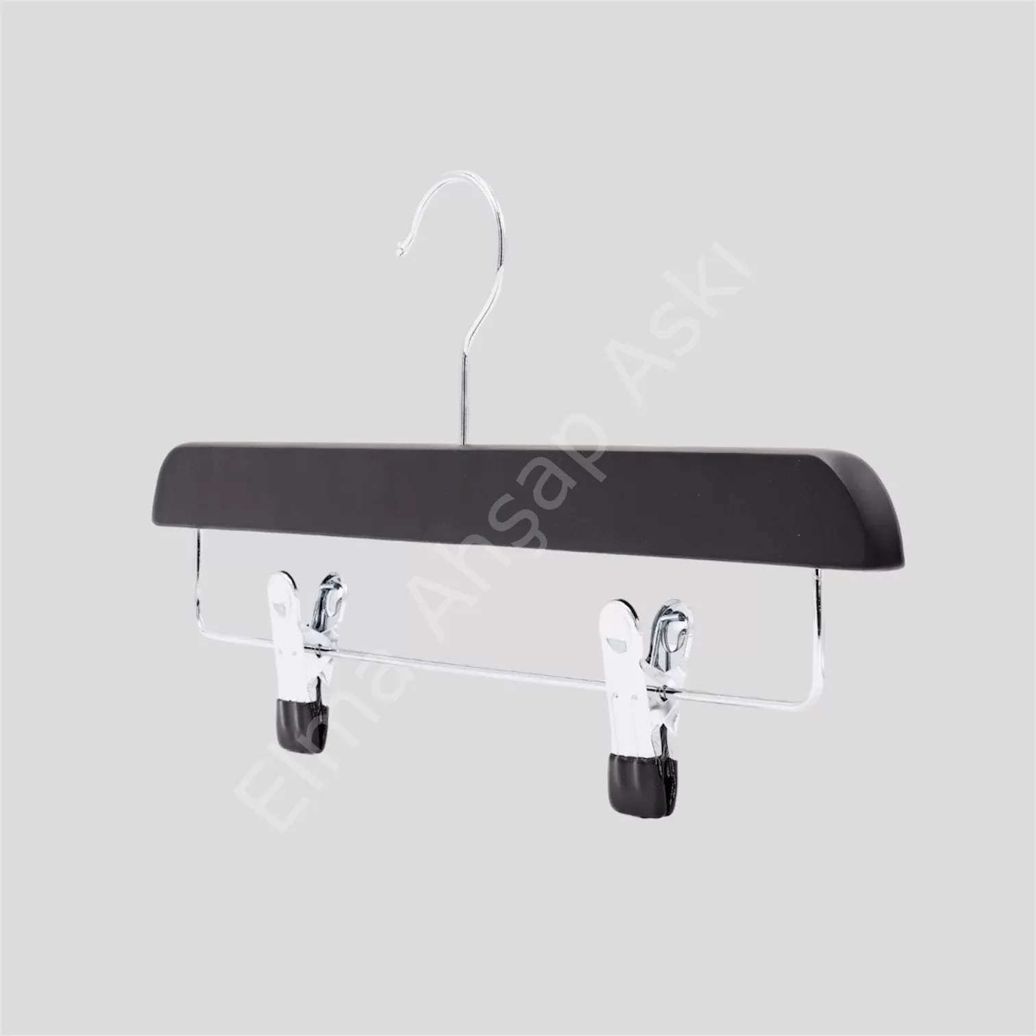 Siyah Ahşap Pantolon/Etek Askısı Klipsli Metal Mandallı 35 cm