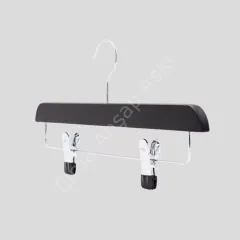 Siyah Ahşap Pantolon/Etek Askısı Klipsli Metal Mandallı 35 cm