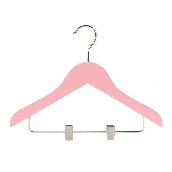 Pembe Ahşap Bebek Elbise Mandallı Pantolon Askısı
