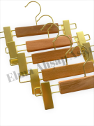 Bebek Ahşap Askı Seti Naturel Renk Gold Kancalı