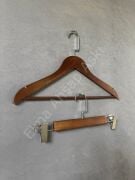 Ceviz Renk Ahşap Elbise Pantolon Etek Askısı SET Gümüş Lama Kancalı