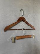 Ceviz Renk Ahşap Elbise Pantolon Etek Askısı SET Gümüş Lama Kancalı