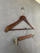 Ceviz Renk Ahşap Elbise Pantolon Etek Askısı SET Gümüş Lama Kancalı