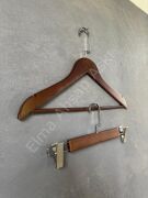 Ceviz Renk Ahşap Elbise Pantolon Etek Askısı SET Gümüş Lama Kancalı