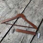 Ceviz Renk Ahşap Elbise Pantolon Etek Askısı SET Gümüş Lama Kancalı