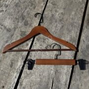 Ceviz Renk Ahşap Elbise Pantolon Etek Askısı SET Siyah Lama Kancalı