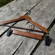 Ceviz Renk Ahşap Elbise Pantolon Etek Askısı SET Siyah Lama Kancalı