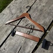 Ceviz Renk Ahşap Elbise Pantolon Etek Askısı SET Siyah Lama Kancalı