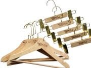 Bebek Ahşap Askı Seti Naturel Renk Gold Lama Kancalı Lazer Kazıma Logolu