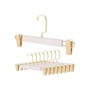 Beyaz Ahşap Mandallı Pantolon Askısı Etek Askısı Özel Seri Gold Lama Kancalı