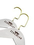 Logolu Beyaz Ahşap Elbise Askısı Bluz Askısı Gold Lama Kancalı LAZER KAZIMA LOGOLU