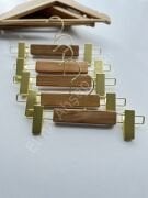 NATUREL Ahşap Bebek ve Çocuk Mandallı Pantolon Askısı ve Etek Askısı Gold Kanca